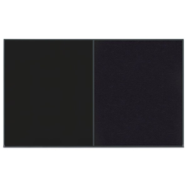 Double Door Radius Corkboard, 60"x36", Hea, UV7014RC-BLACK-SURF